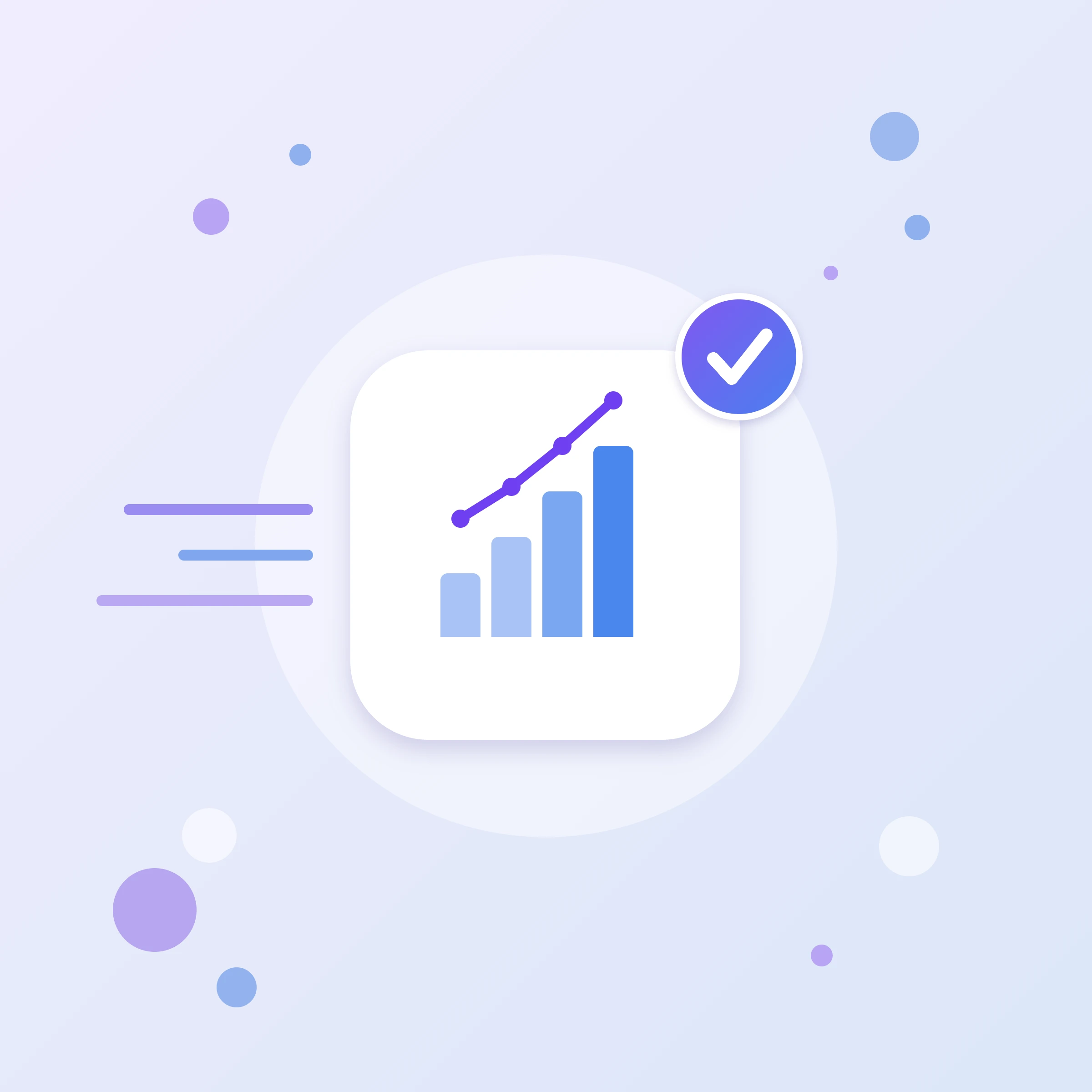 Значок настройки Google Analytics 4: столбики и линия роста — аналитика посещений сайта