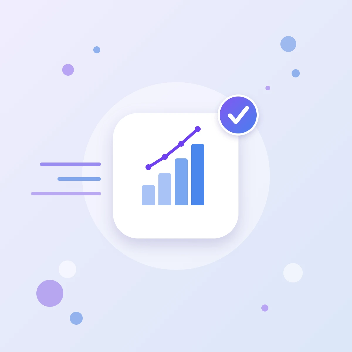 Значок настройки Google Analytics 4: столбики и линия роста — аналитика посещений сайта
