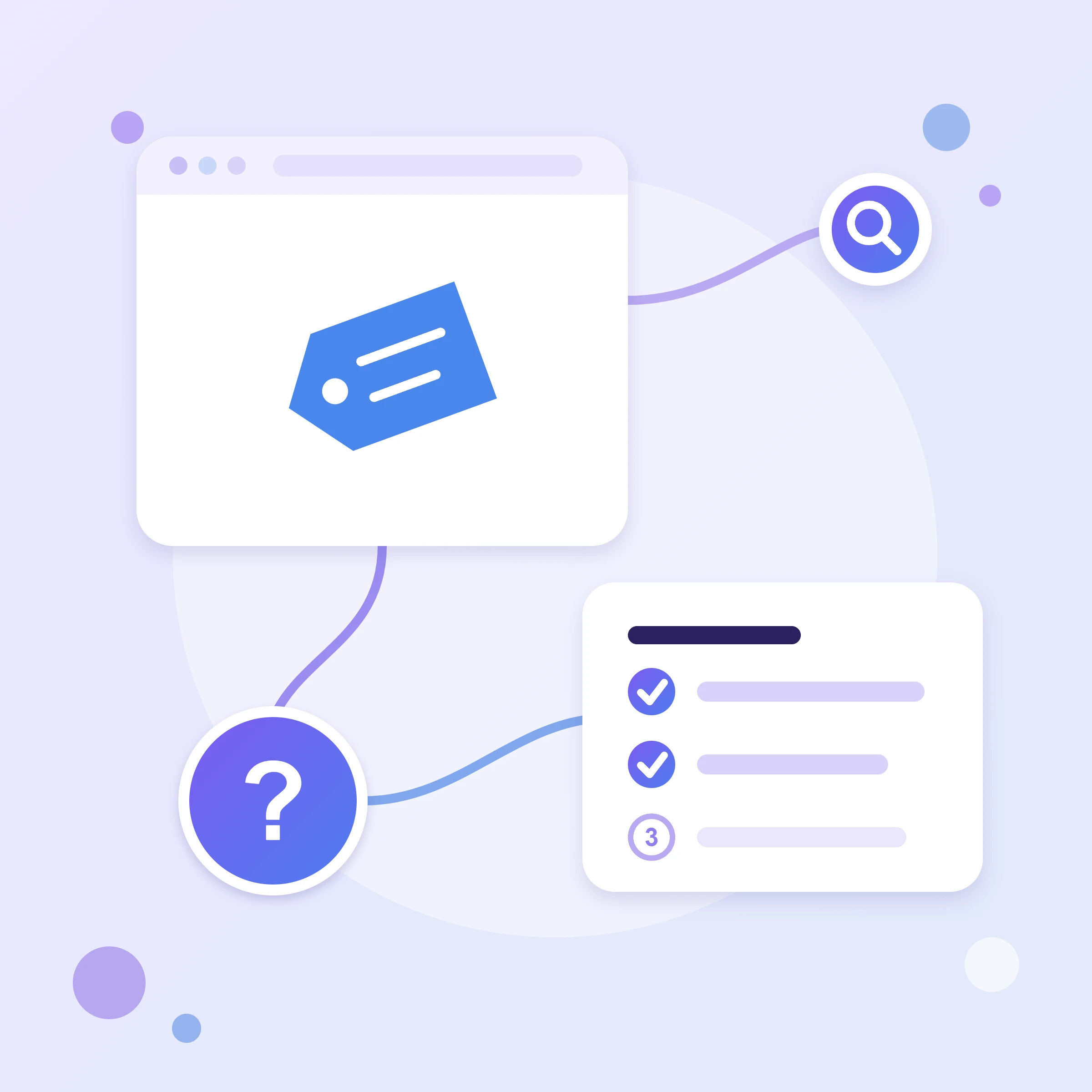 Значок цэтліка Tag Manager у акне браўзера, спіс крокаў і знак пытання — інструкцыя па ўсталёўцы Google Tag Manager
