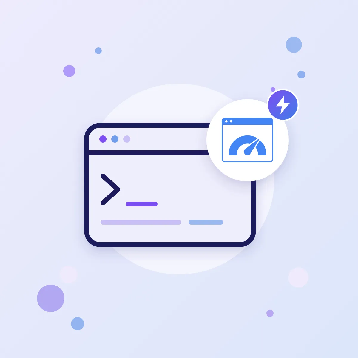 A terminal window and the PageSpeed Insights logo with a speedometer: connecting website speed testing to an AI assistant
